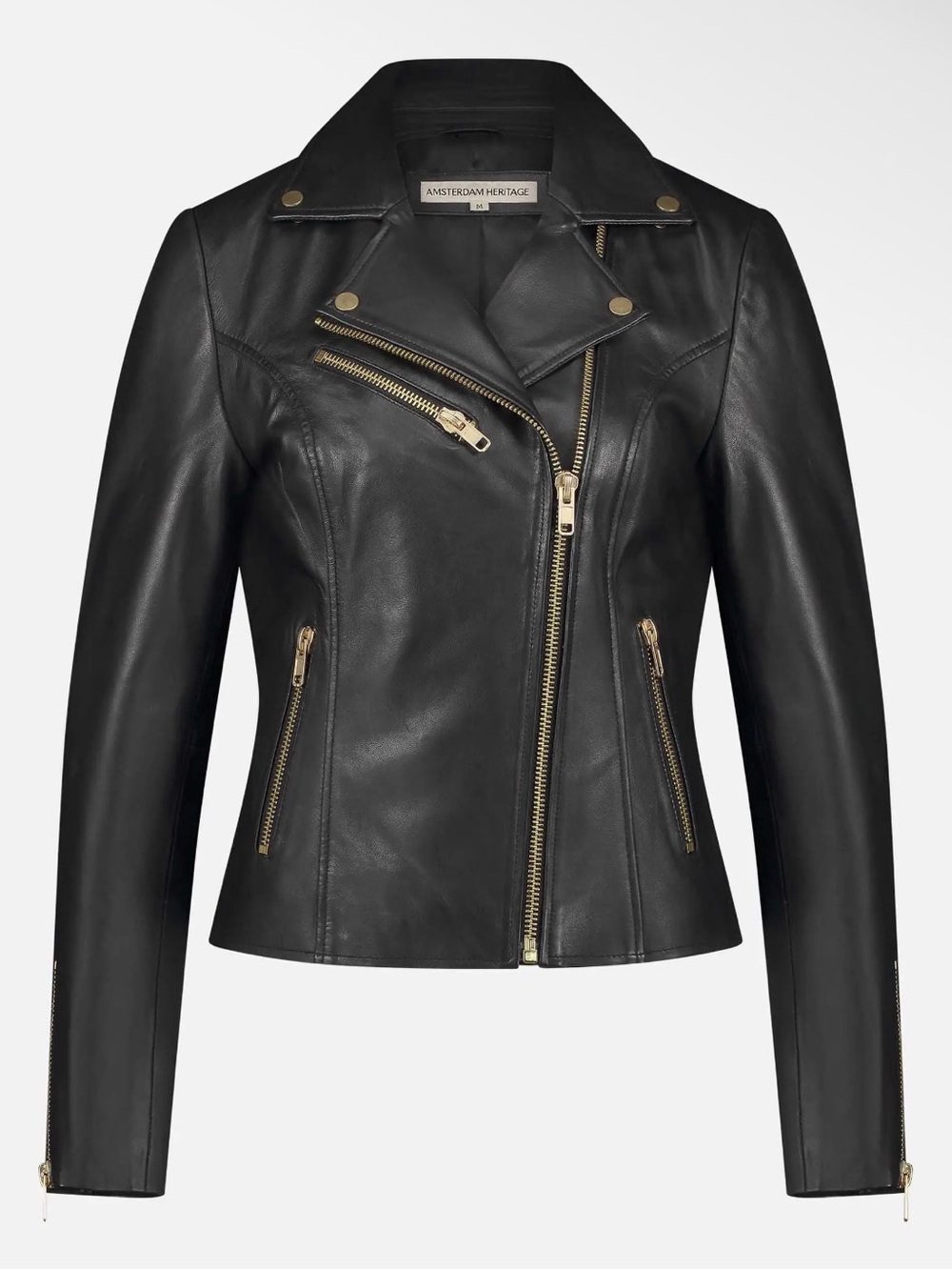 Amsterdam Heritage Women's Black Leather Asymmetric Moto Jacket